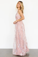 Lucienne Shimmer Maxi Gown | Blushing Rose