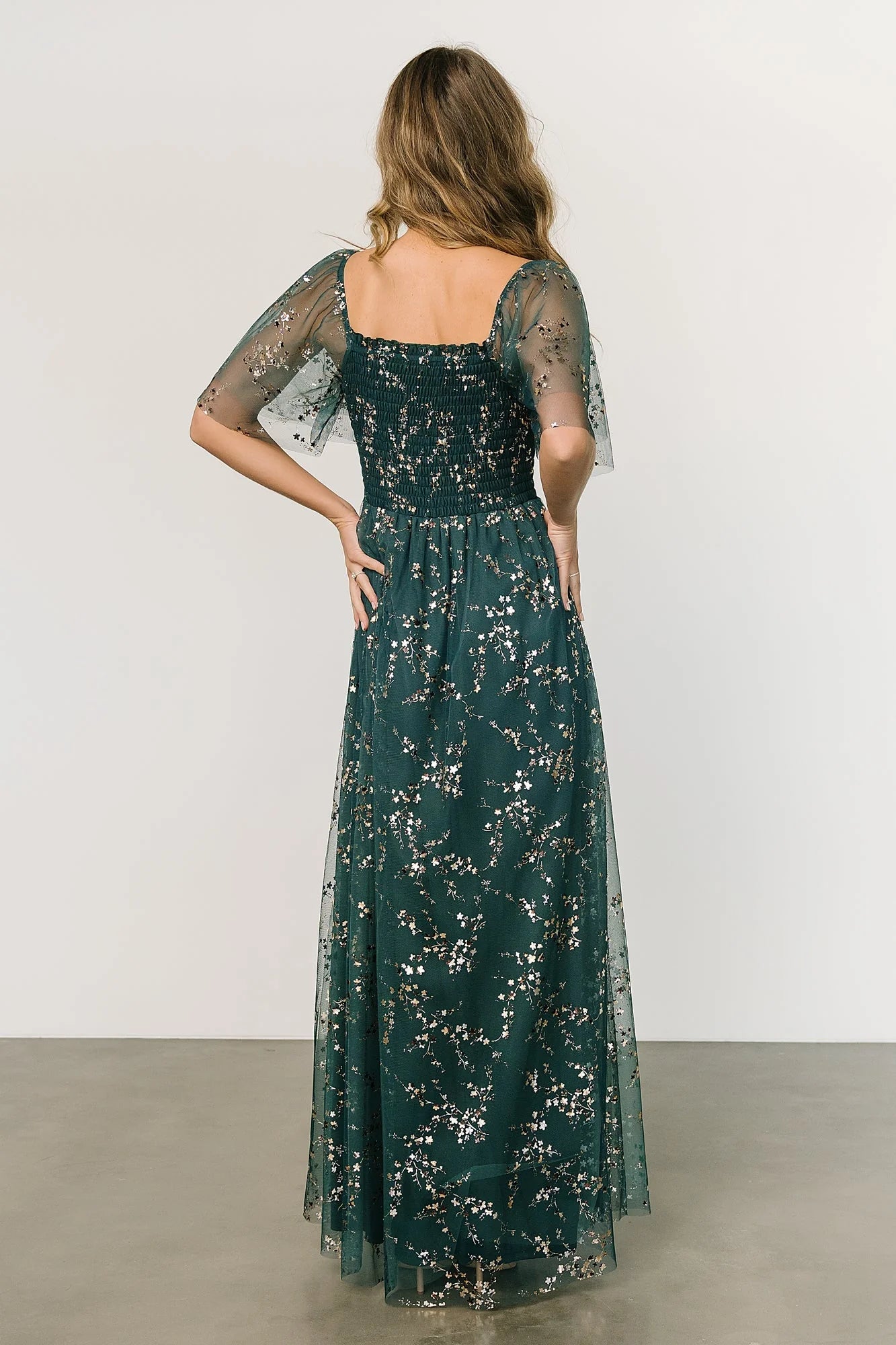 Cassandra Tulle Maxi Dress | Green + Gold