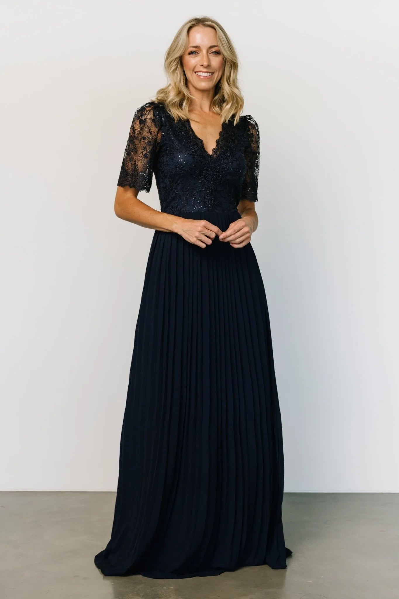 Josephine Pleated Maxi Dress | Navy