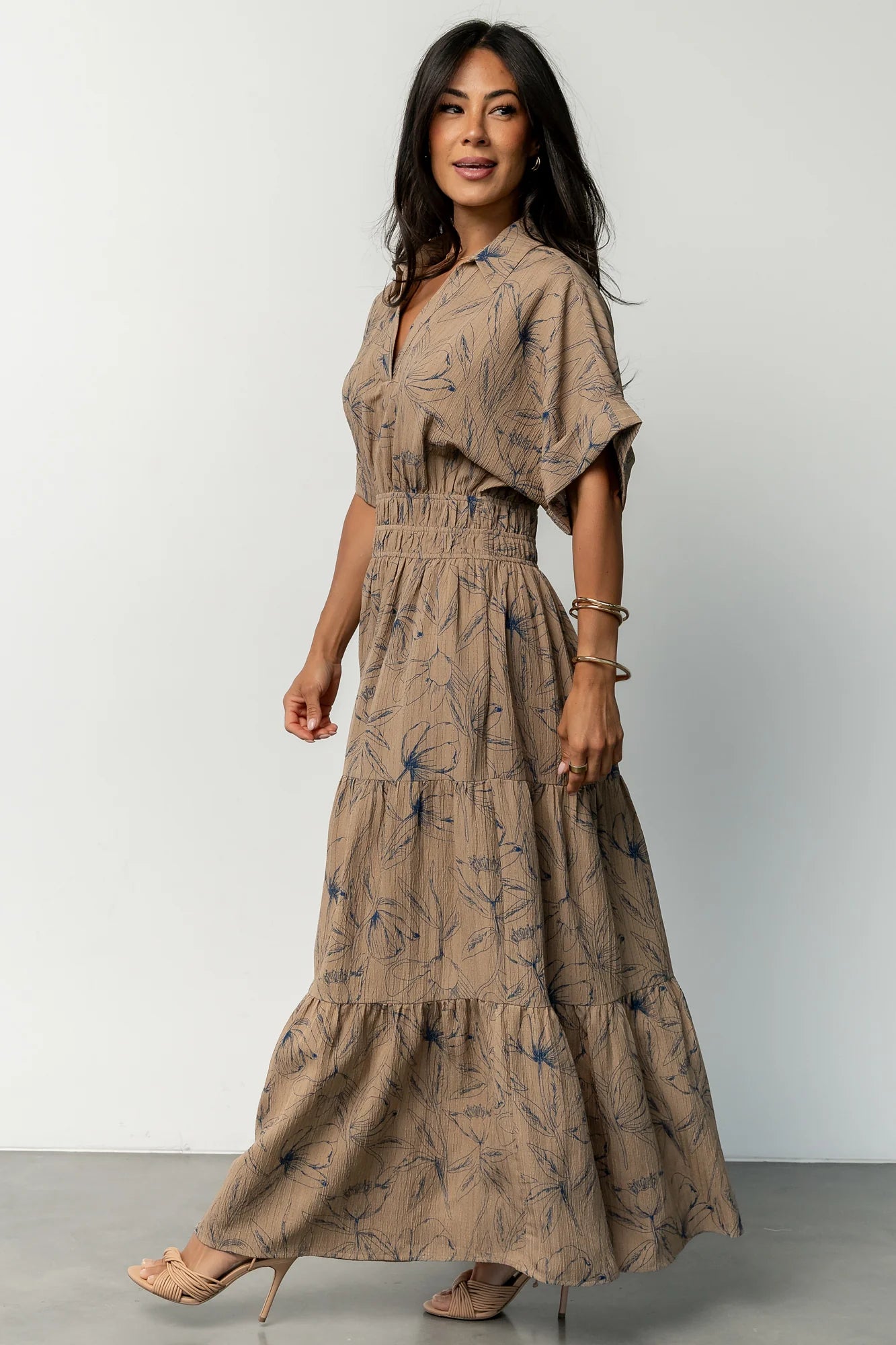 Hedda Tiered Maxi Dress | Natural + Blue Floral