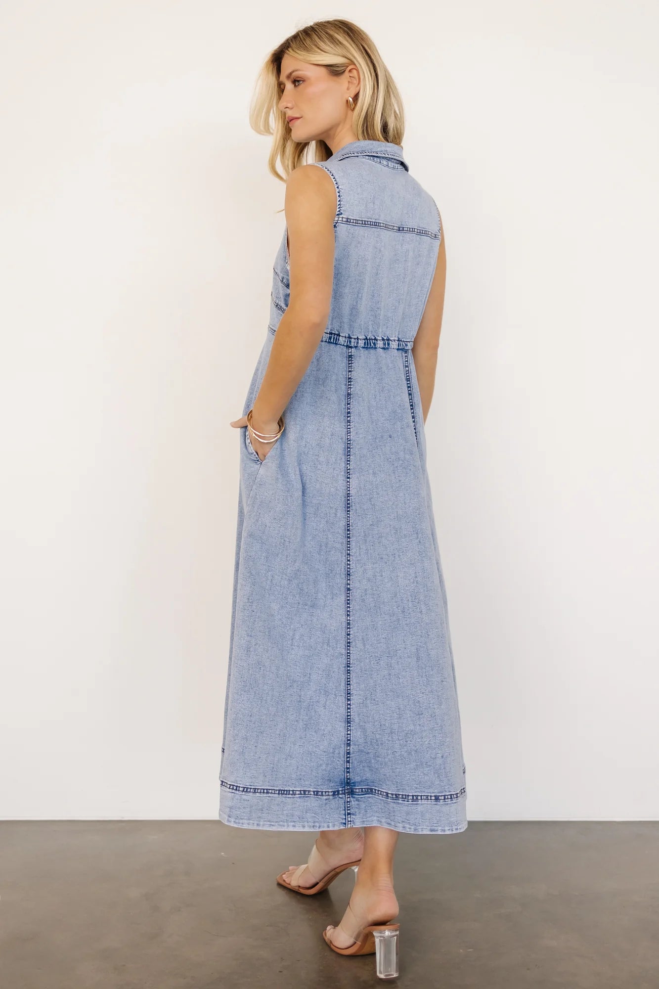 Georgia Sleeveless Midi Dress | Denim