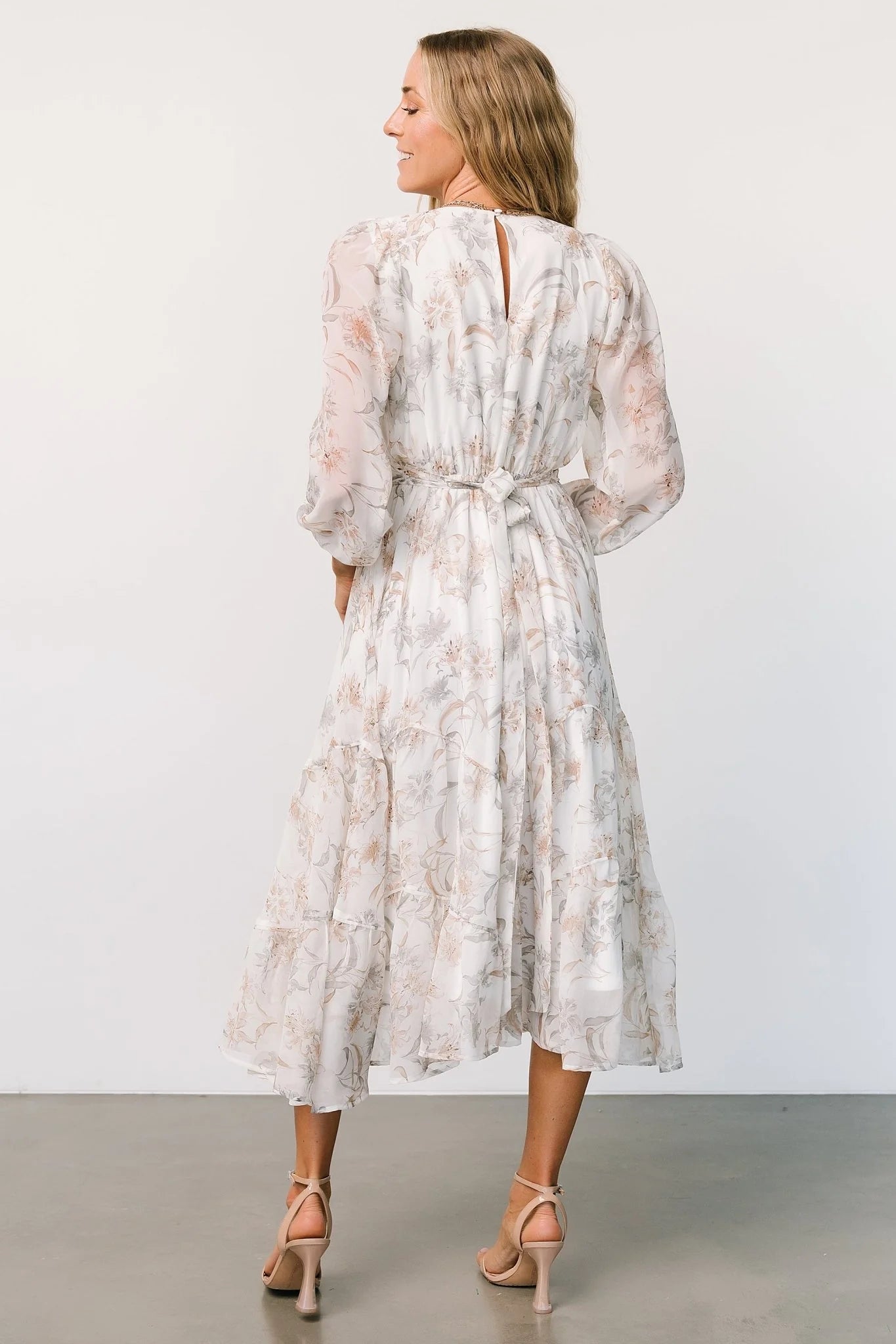 Raven Midi Dress | Off White Floral